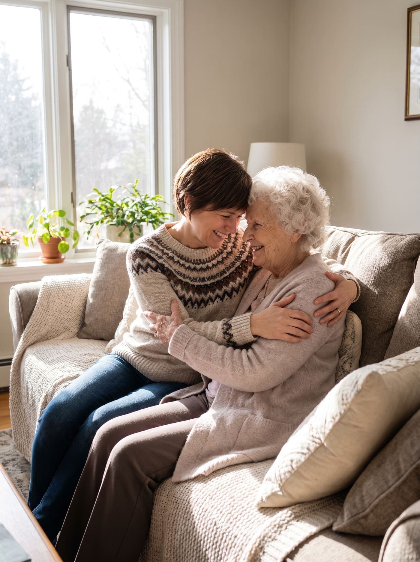 A multigenerational family sharing a warm moment together at home